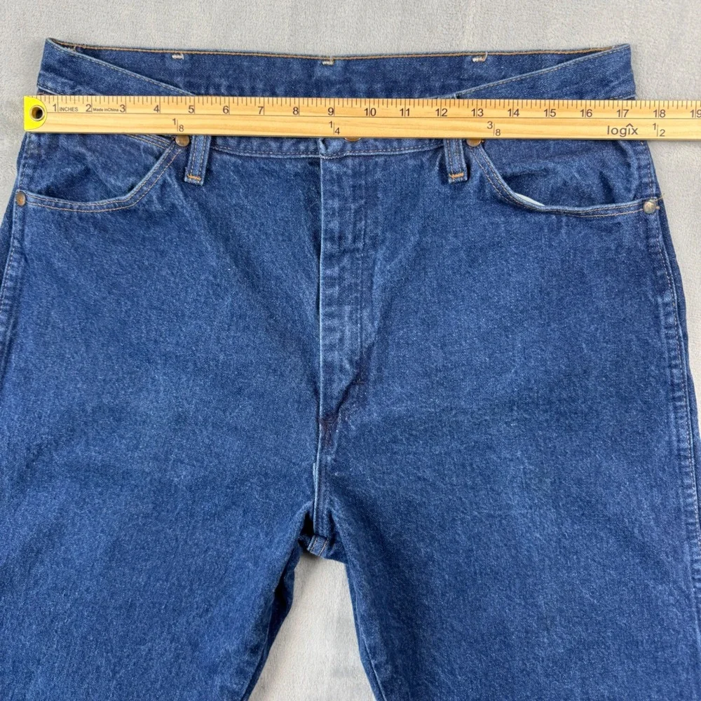 Wrangler 13MWZPW Cowboy Cut Jeans Mens 36x36 Indigo Straight Leg Y2K Made in USA - Picture 4 of 11